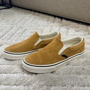 Authentic VANS size 5 women’s textured suede mustard yellow slip ons